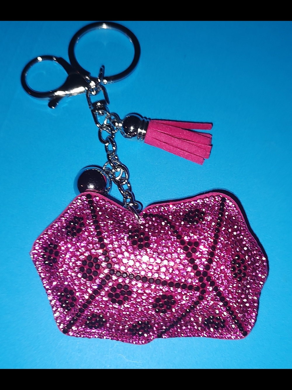 New! Rhinestone Pink Dice Keychain/Bag Charm